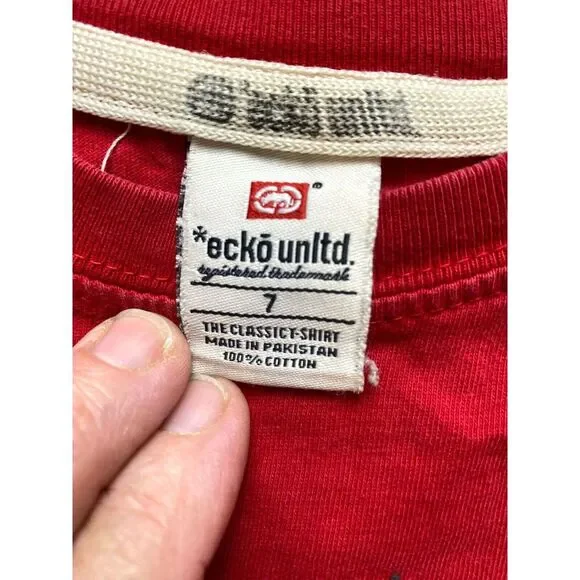 Ecko Unltd Shirt Youth 7 Red Classic Rhino Brand Streetwear Skater Pullover Boys - Picture 3 of 7
